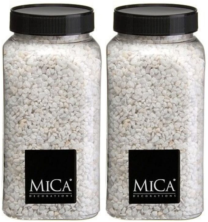 Mica Decorations decoratie stenen/granulaat - 2x - 650ml - wit - hobby steentjes