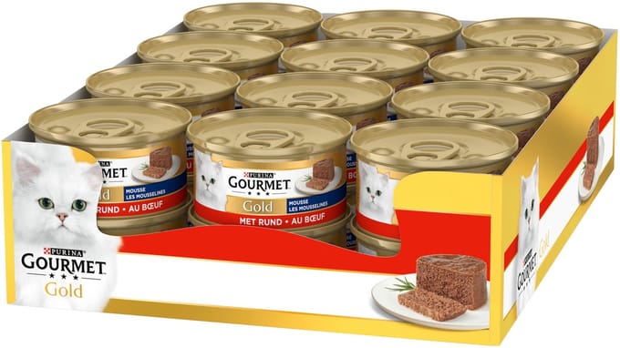 Gourmet Gold Mousse - Kattenvoer Natvoer - Rund - 24 x 85 g