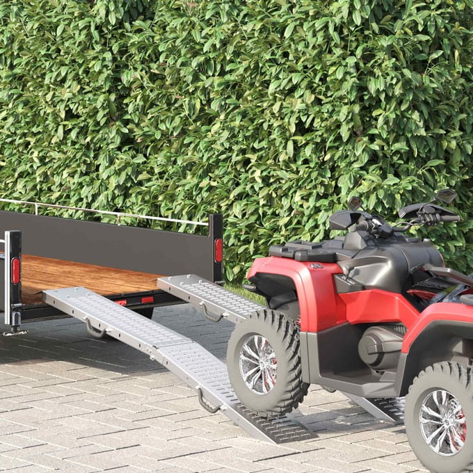 Rampe pliante Capacité de charge 200 kg par rampe 2 pièces Argent 166 x 23 x 4,5 cm