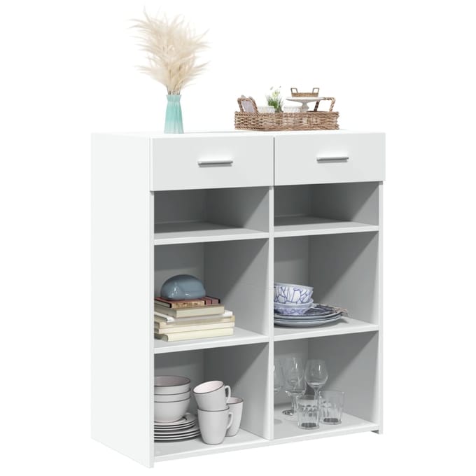 vidaXL - Dressoir - 80x42,5x93 - cm - bewerkt - hout - wit