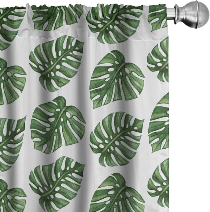ABAKUHAUS Groene Blad Gordijnen – 2x75x245 cm – Mikrofaser – Halfdonker