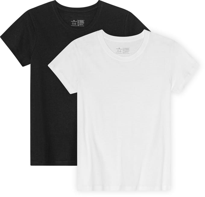 DANISH ENDURANCE T-Shirt voor Dames - Crew Neck - Wit/Zwart - 2-pack - Maat S