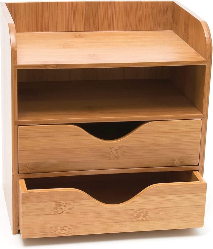 Bureau Organizer - Opberger - Kantoor Organiseren - Vier Lagen - 20x13x21 cm - Bamboe