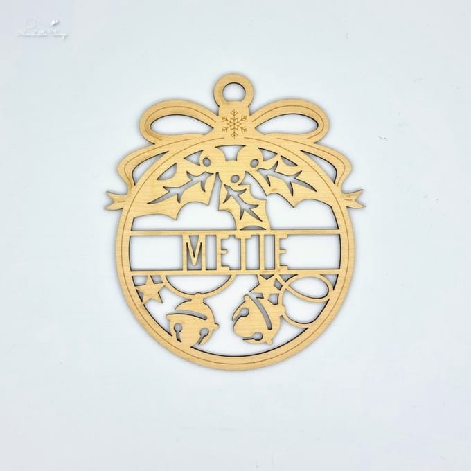 [Nice Little Things] - Maxi Kerst Ornament - Met naam - Esdoorn - Belletjes