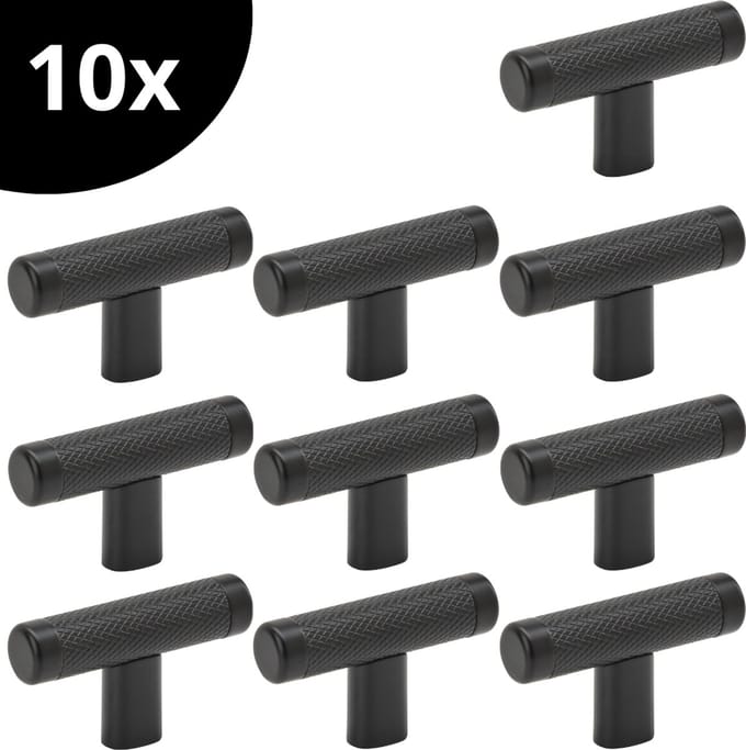 Hauskraft - Design Deurknop - Zwart - RVS - Modern - Kast Greep - Meubelgreep Kast - 10 Stuks