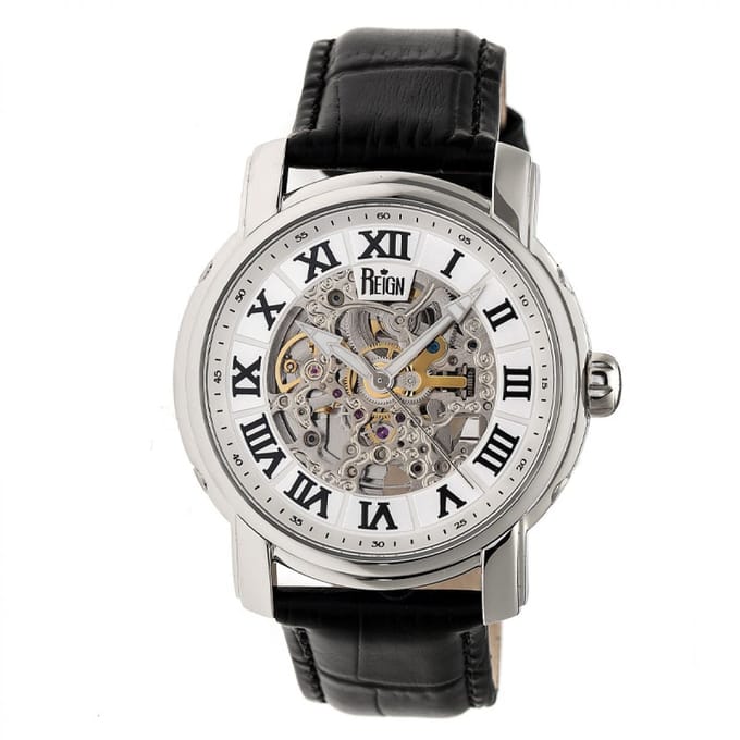 Reign Kahn automatisch skelet horloge met leren band