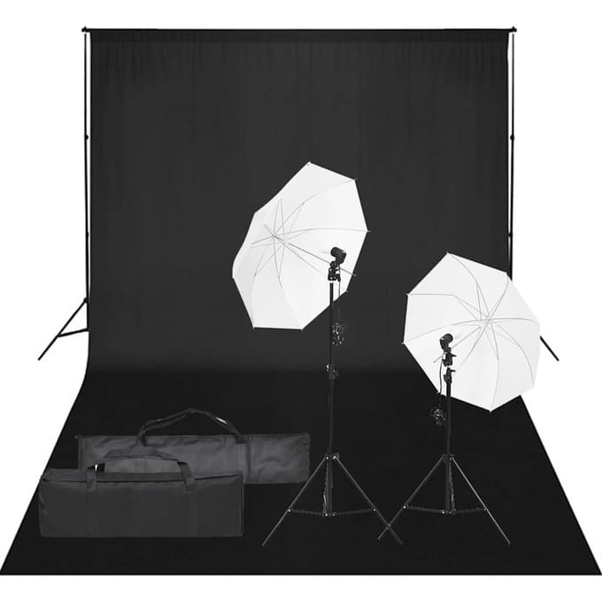 vidaXL - Fotostudioset - met - verlichtingsset - en - achtergrond