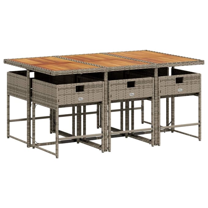 vidaXL - 7-delige - Tuinset - met - kussens - poly - rattan - grijs