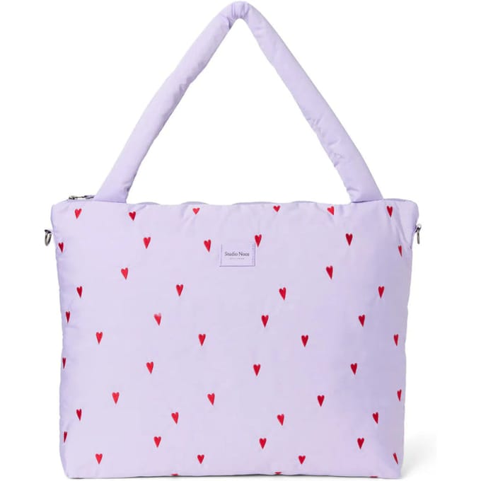 Studio Noos puffy diaper bag purple hearts