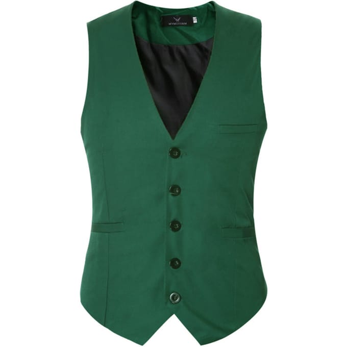 Slim Fit Effen Kleur Mode Vest Groen