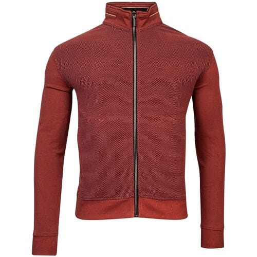 Baileys Vest Front Back Two-Tone Jacqaurd Sweat Cardigan Zip Stone Red / male