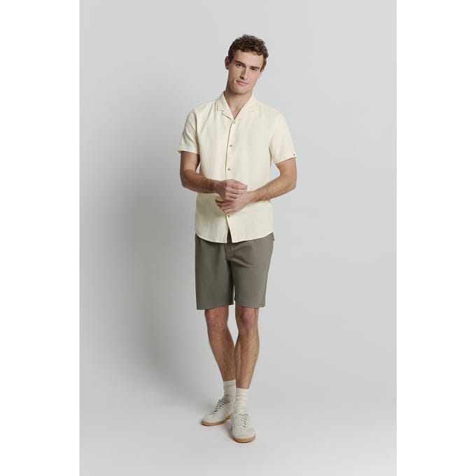 No Excess Shirt Short Sleeve Revers Collar Solid Structure Cement Größe: XL | Casual hemden Outlet | Herren