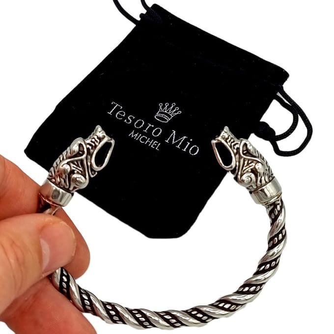 Tesoro Mio Michel - TMM 4 MEN - Viking Armband Drakenkop – Edelstaal
