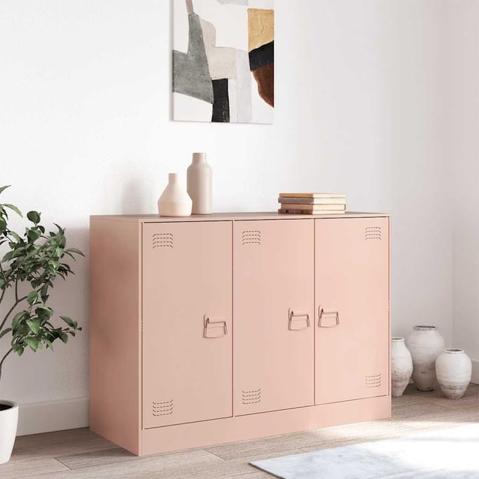 vidaXL - Dressoir - 99x39x73 - cm - staal - roze