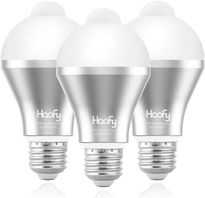 Set van 3 Slimme LED Bewegingssensor Lampen 9W E27 Koel Wit - Automatisch Aan/Uit voor Binnen en Buiten