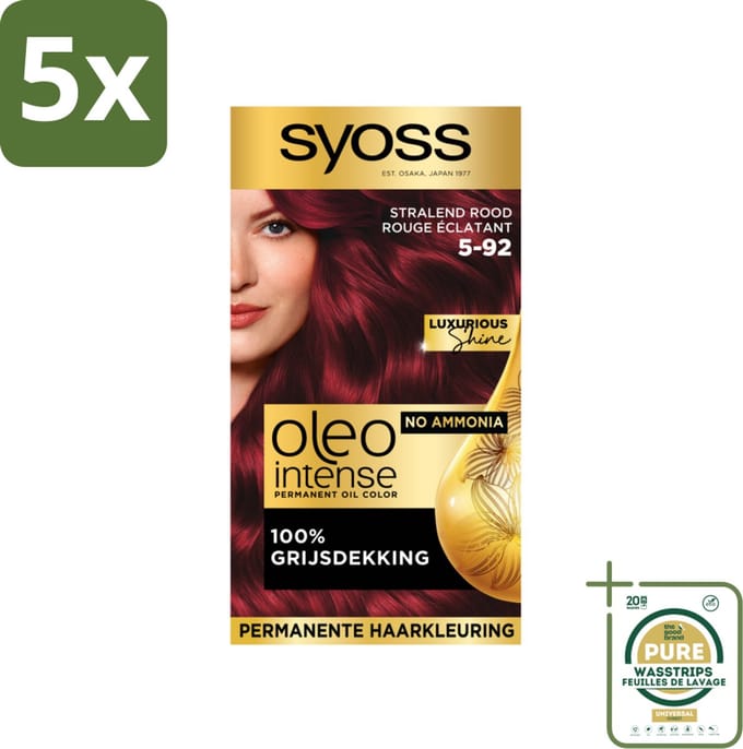 Syoss Oleo Intense - Haarverf - 5-92 - Stralend Rood - 115ml x 5