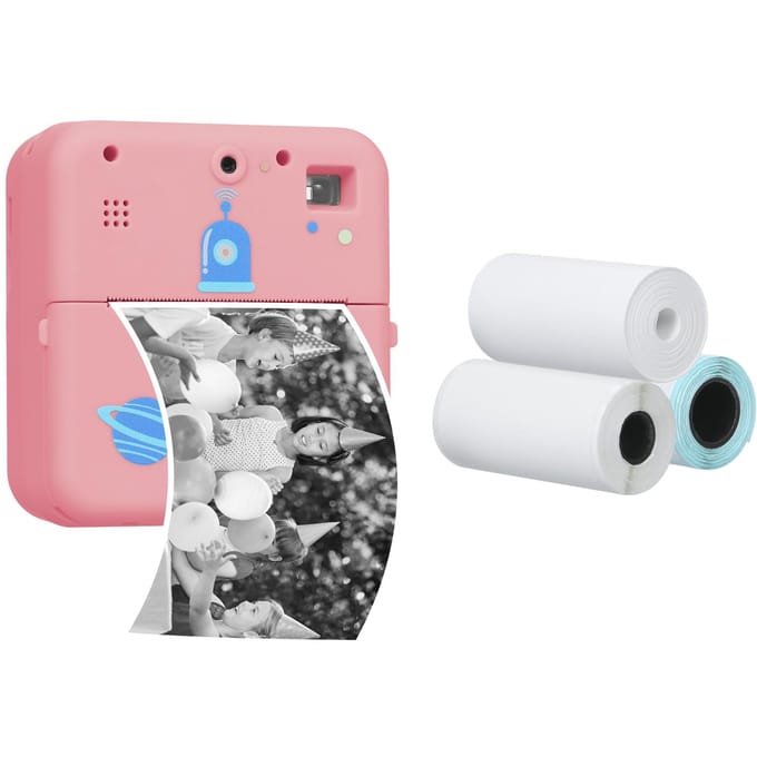 Pocket Photo Printer Draadloze thermische labelprinter 1080P Instant Print Camera Compatibel met iOS roze