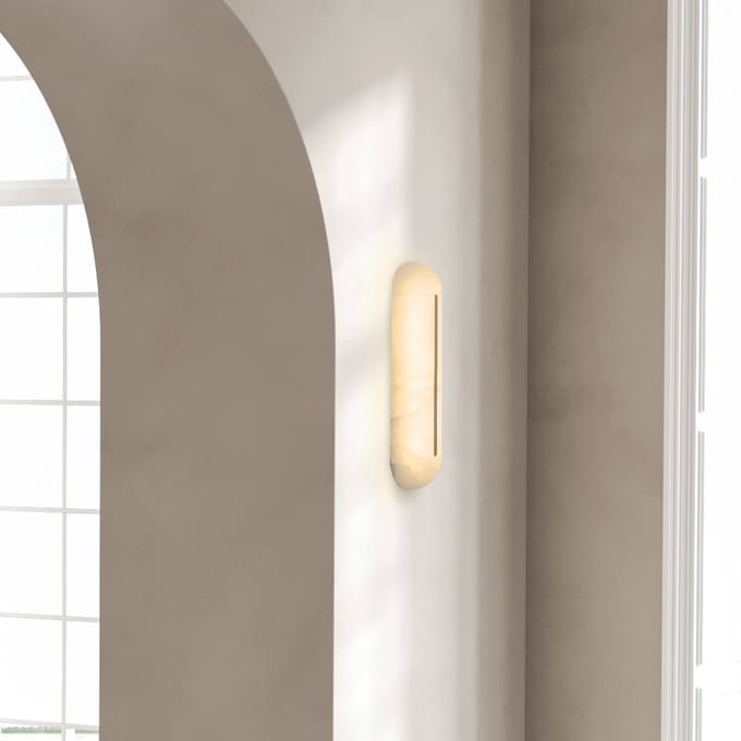 Zambelis LED wandlamp 2546, wit, hoogte 36 cm, albast, dimbaar