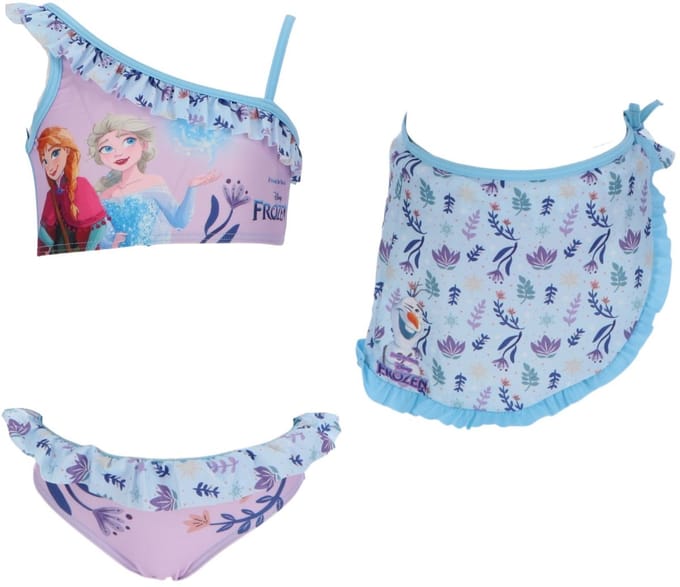Frozen Bikini met Sarong - Maat 122/128 - Blauw - Bikini Meisjes