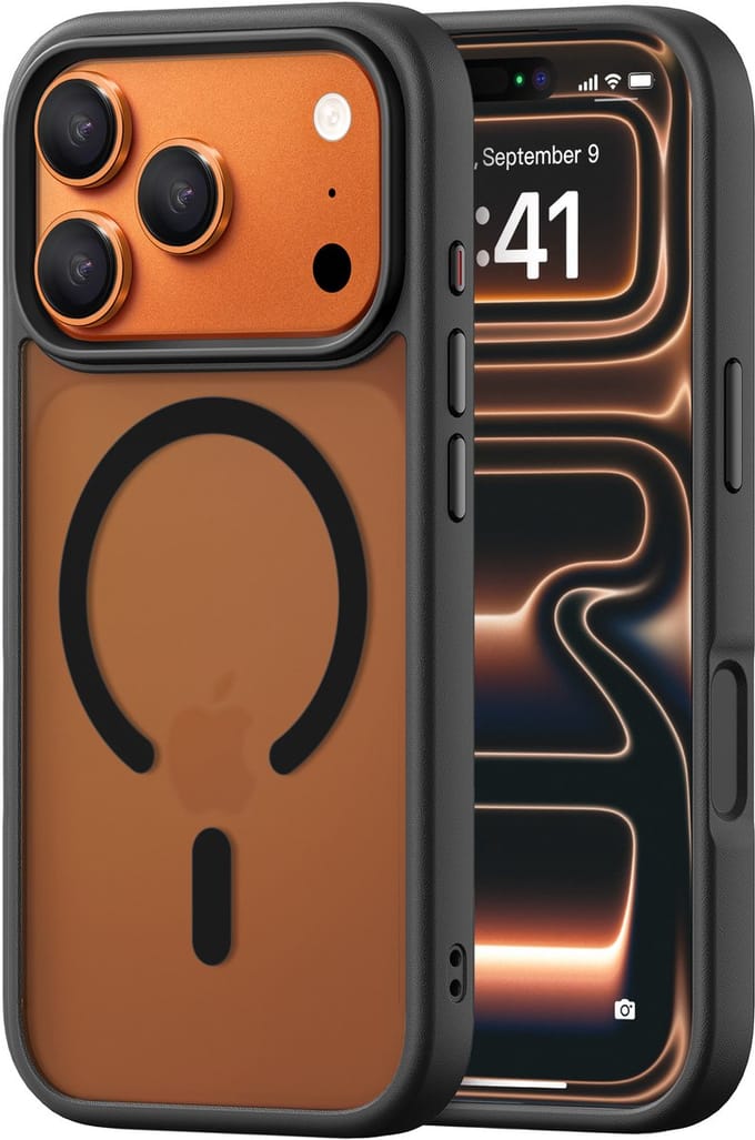 iDenn hoesje voor iPhone 17 Pro Max Mat Transparant Zwart geschikt voor MagSafe