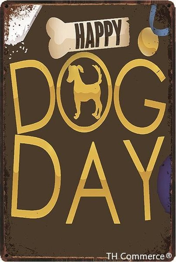 Decoratie Wandbord Metaal - Happy Dog Day - Hond