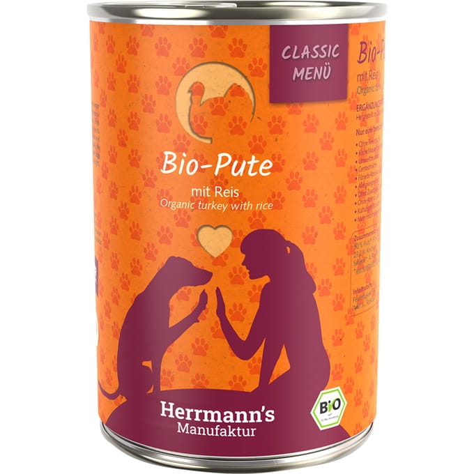Voordeelpakket: Herrmann's Bio-Menu 12 x 400 g - Bio-Kalkoen met Bio-Rijst