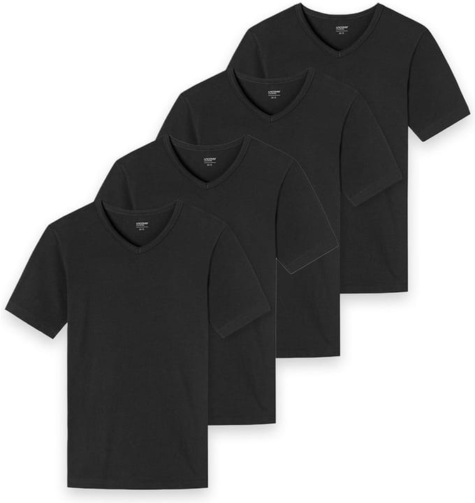 Schiesser T-shirt V-hals Uncover 4-pack zwart