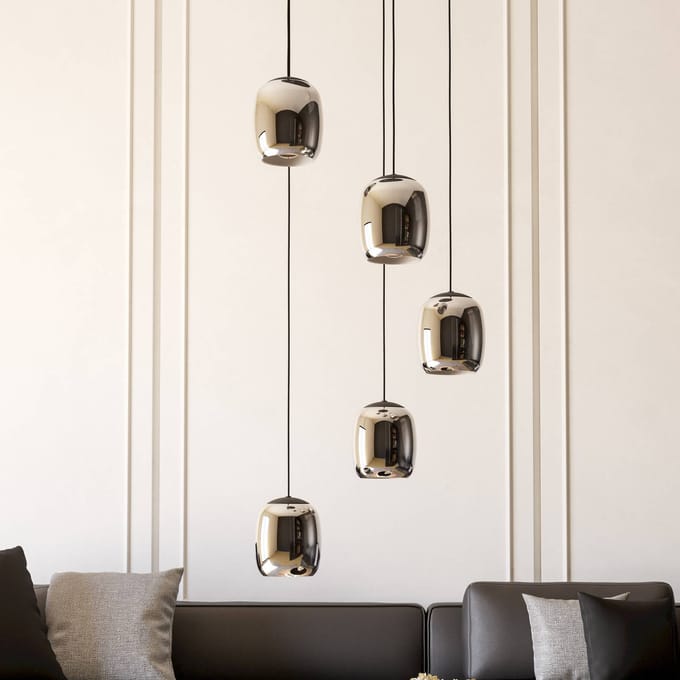 EGLO Ciampino Hanglamp - E27 - Ø 54 cm - Zwart|Grijs - Glas