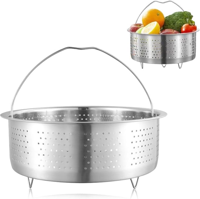 Stoommand Inzetstuk - Stoompan Accessoire - Gezond Koken - Roestvrij Staal - 20 x 9.5 cm - Zilver