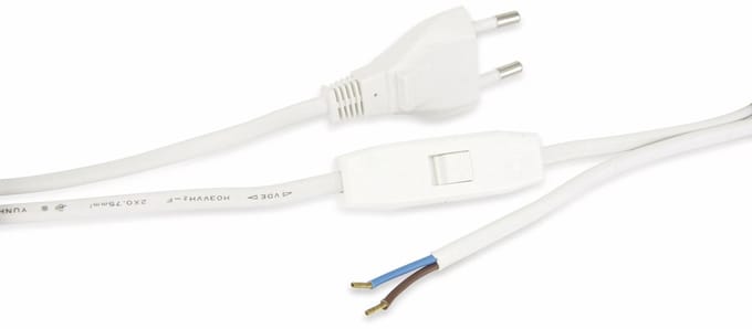 Goobay Kabel met eurostekker voor montage - met schakelaar, 5 m, wit, 1