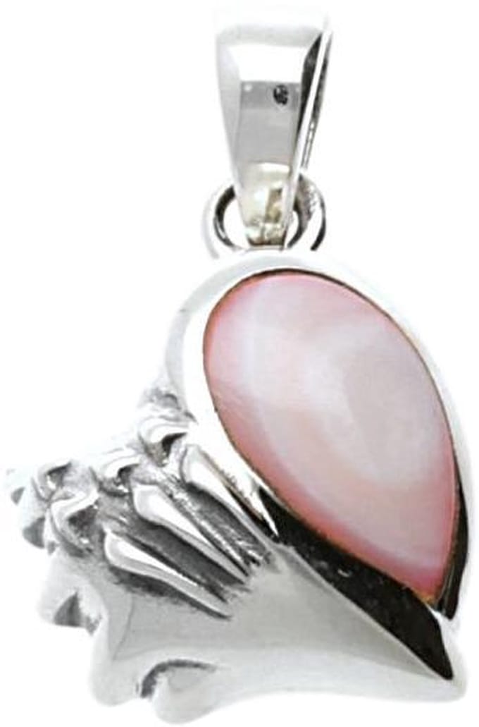 Zilveren Schelp met rose kwarts kettinghanger