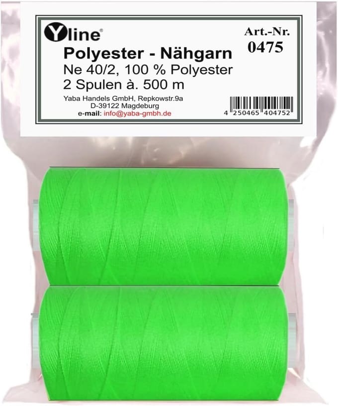 Polyester Naaigaren voor Naaimachines - 1000 m (2 Spoelen) - Neon Groen