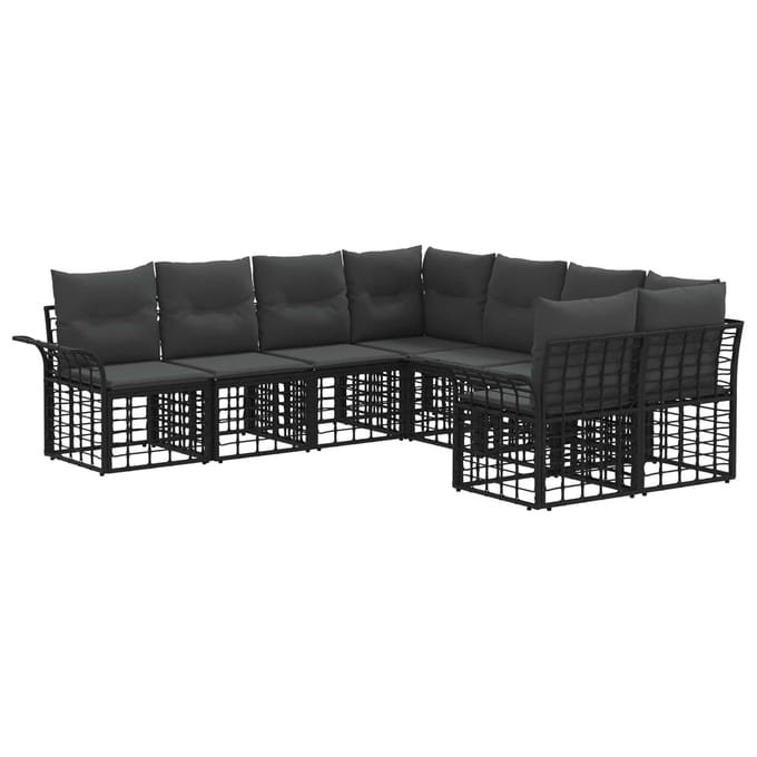 vidaXL - Buiten - bank - set - 8 - st - Zwart - en - Donker - Grijs - Polyester