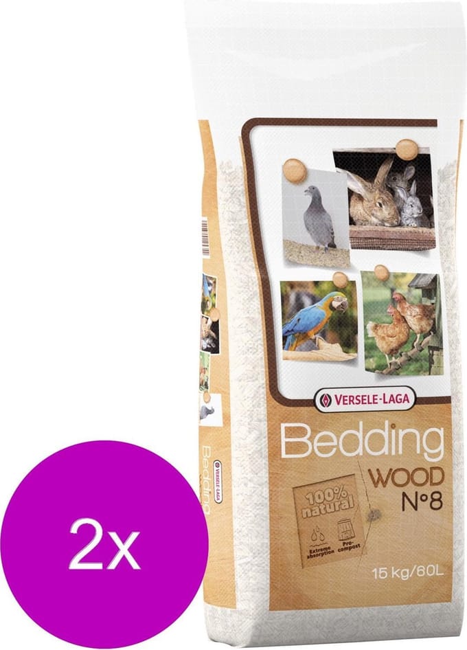 Versele-Laga Wood Bedding Beukenhout No. 8 - Vogelbodembedekking - 2 x 15 kg