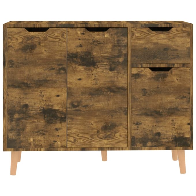 vidaXL - Dressoir - 90x30x72 - cm - bewerkt - hout - gerookt - eikenkleurig