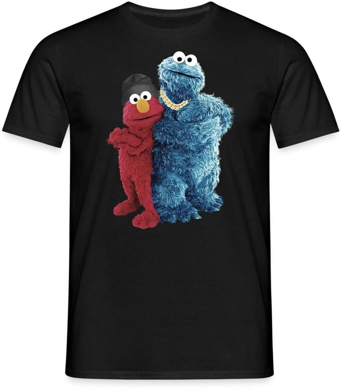 Sesamstraat Gangster Elmo Koekiemonster T-Shirt Heren