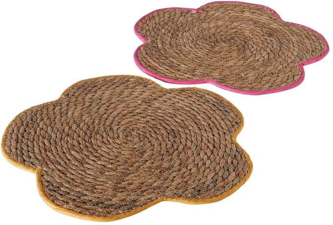 Boltze Home placemat zeewier rond 37cm multicolor bloemvorm.
