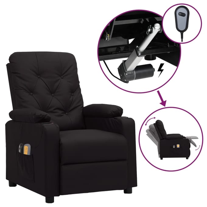 vidaXL - Massagestoel - elektrisch - kunstleer - zwart