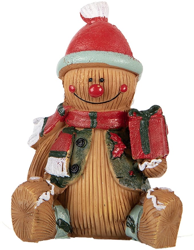 Clayre & Eef Kerstdecoratie Beeld Gingerbread man 7x5x9 cm Bruin Kunststof