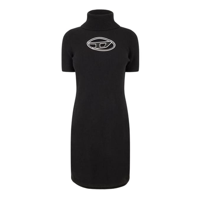 Diesel Dames Argaret mini-jurk met col en strakke pasvorm (Zwart)