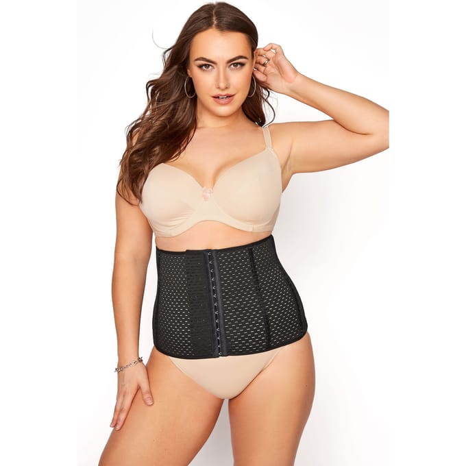Yours Waist Trainer Met Textuur En Haak En Oogsluiting In Zwartsize 46-48