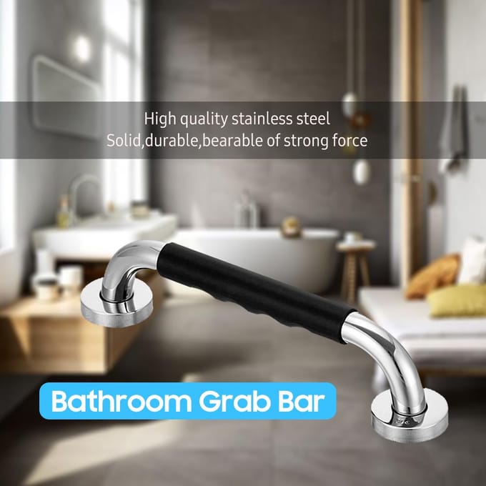 19.6 Inch Anti-Slip Douche Handgreep RVS Badkamer Handgreep Met Siliconen Beklede Grip 50cm black