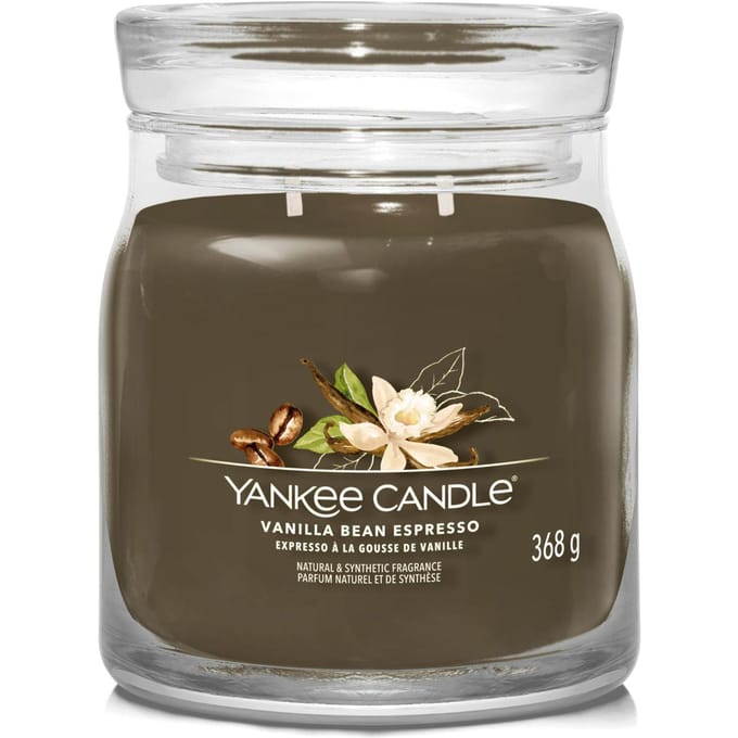 Yankee Candle - Vanilla Bean Espresso Medium Geurkaars - 50 branduren - 2 lonten