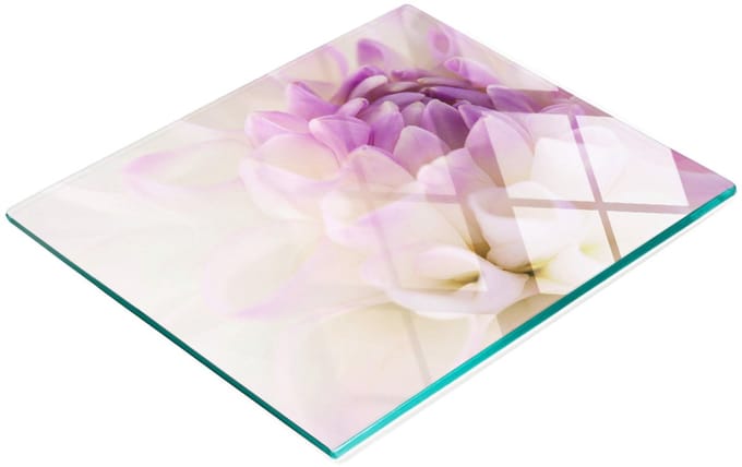 Multifunctionele decoratieve glazen keukenplank wit dahlia 60x52 cm
