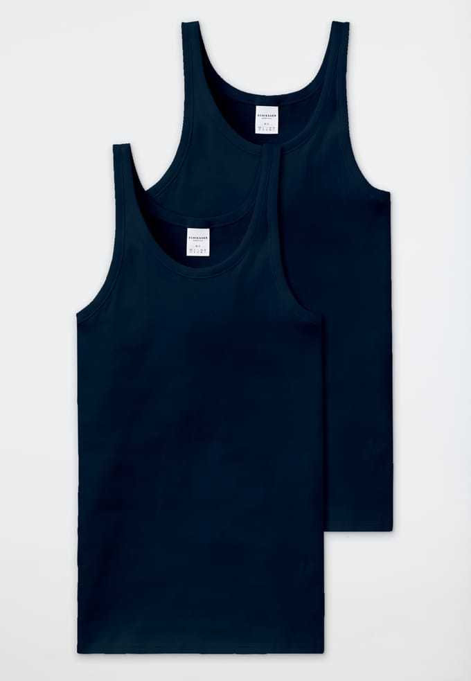 Schiesser 2 Pack Onderhemd Heren Onderhemd - donkerblauw