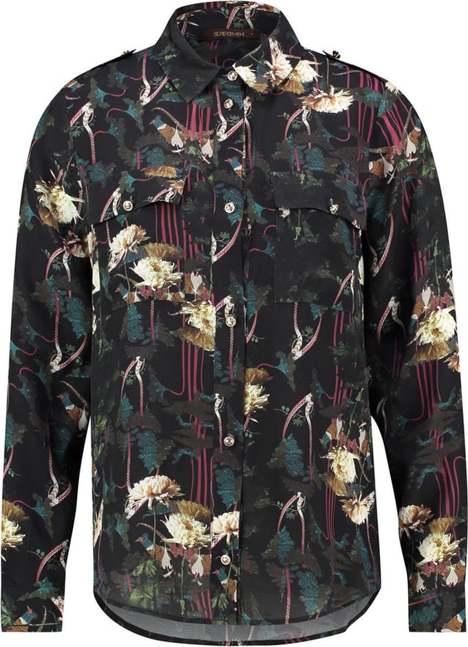 Supertrash - Top - Blouse Dames - Shirt - Lange Blouse Dames - Bloemenprint - 36