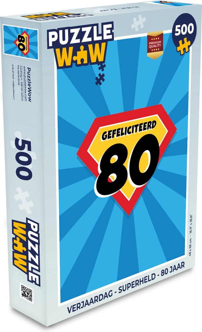 Puzzel Verjaardag - Superheld - 80 jaar - Legpuzzel - Puzzel 500 stukjes