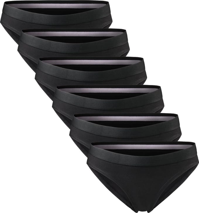 DANISH ENDURANCE Slips van biologisch katoen - Stikselvrij - Elastische Tailleband - voor Dames - 6-Pack - Zwart - Maat S