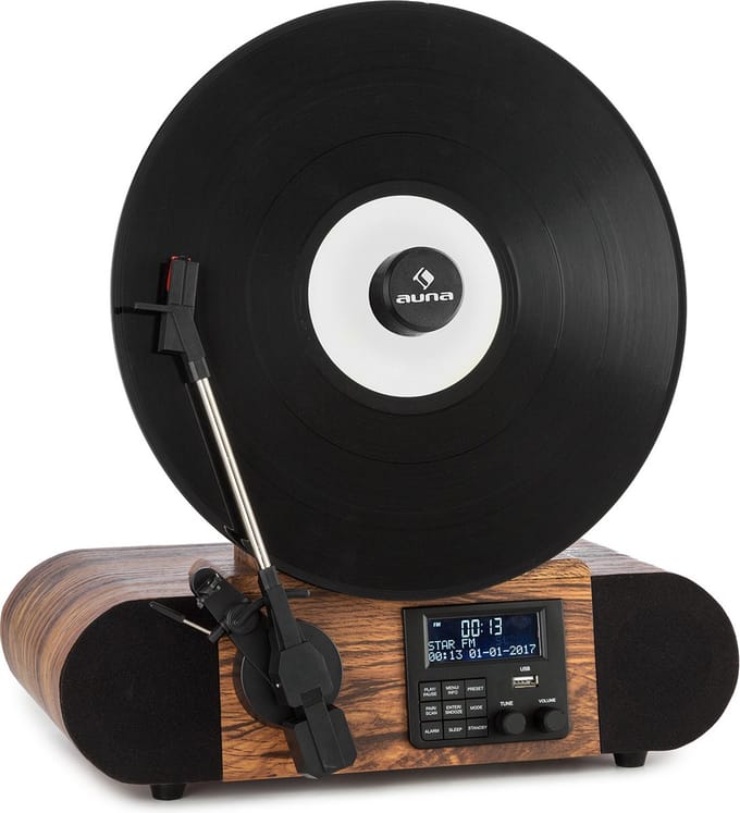 Verticalo SE DAB retro platenspeler DAB+ UKW-tuner USB BT AUX hout