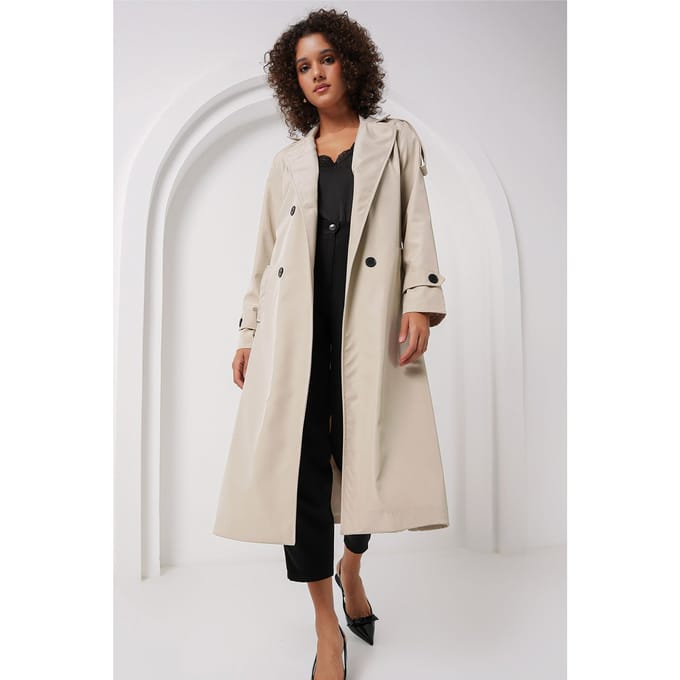 Dubbelbreasted Lange Trenchcoat